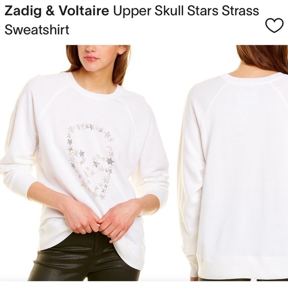 Zadig and Voltaire Upper Skull Star Studded Sweatshirt White - Picture 7 of 12